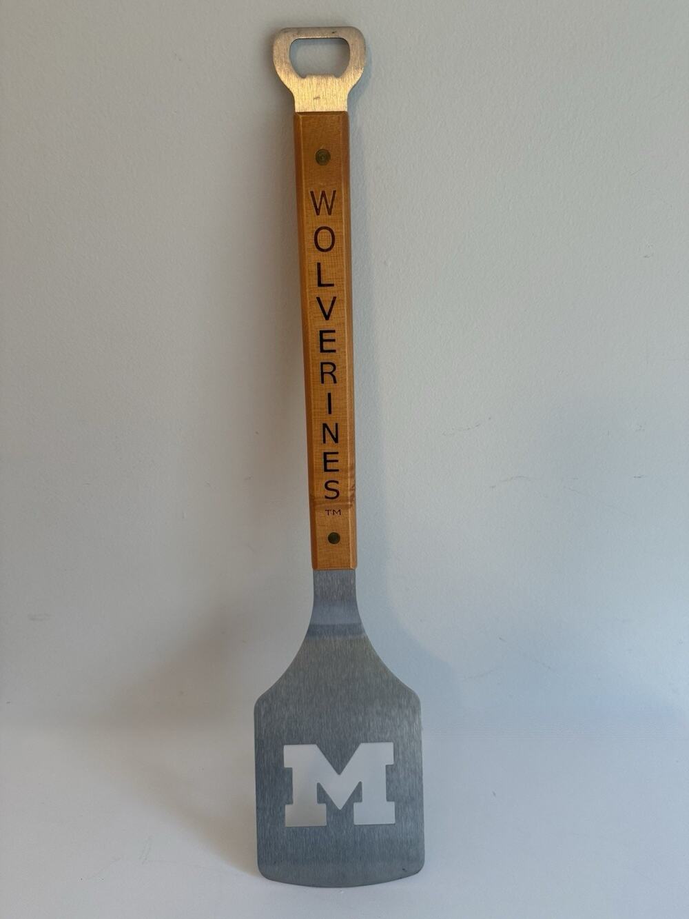 Michigan Wolverines Sportula BBQ Spatula Bottle Opener Wood Handle NCAA Grill